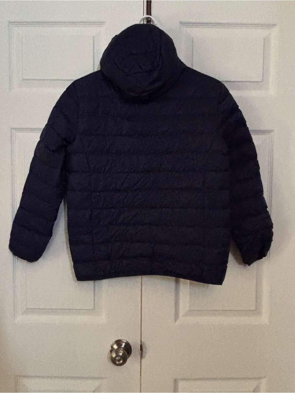 Eddie Bauer Boys L 14 Navy Duck Down Hooded Puffer Jacket - Picture 3 of 7